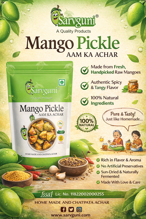 Sarvguni Homemade Mango Pickle (Aam Ka Achar) 250g | Traditional Indian Taste | Pure & Natural - SARVGUNI
